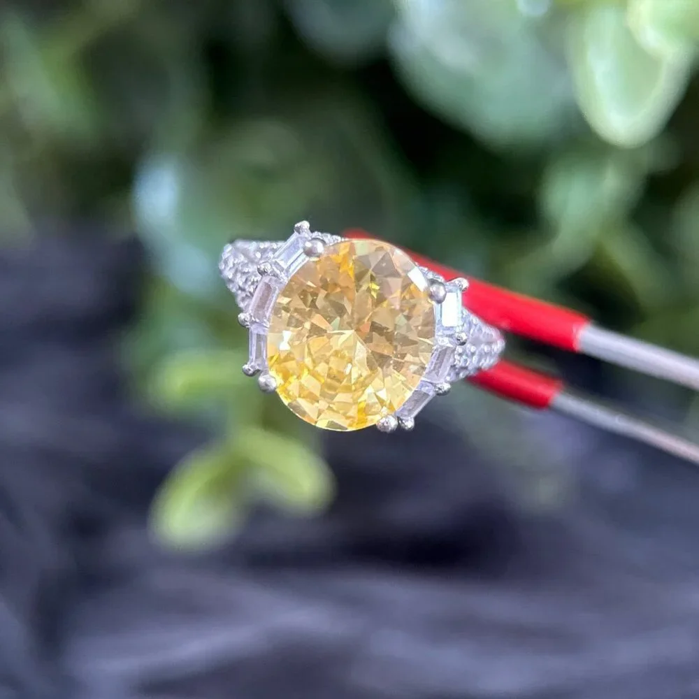 Lemon Quartz/Cz Silver 925 Ring‎